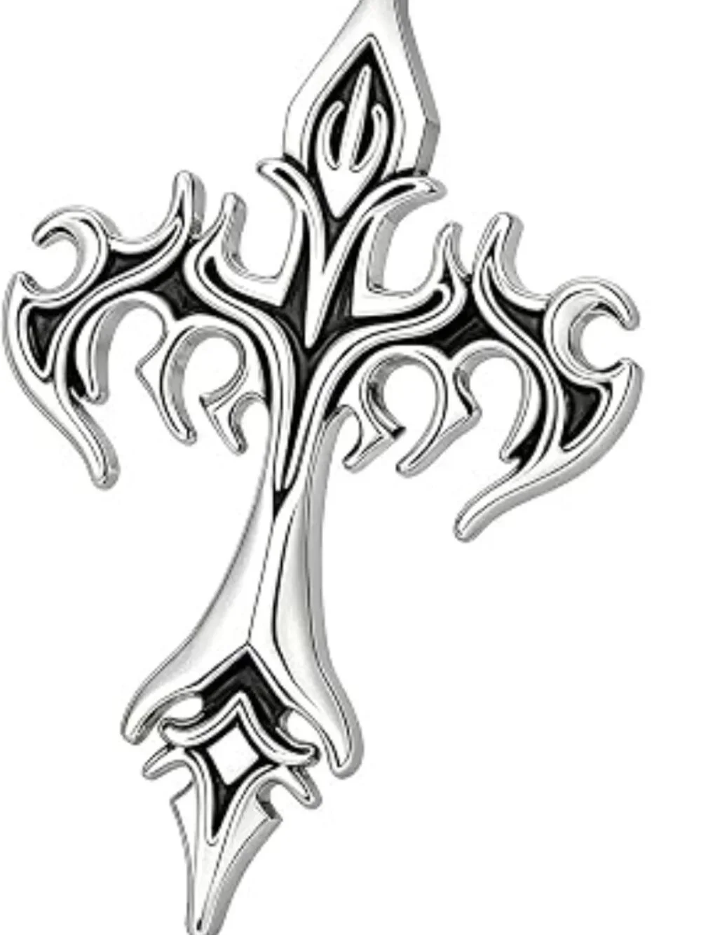 BRAND NEW Men's Cross Necklace, Stainless Steel Gothic Flame Cross Pendant